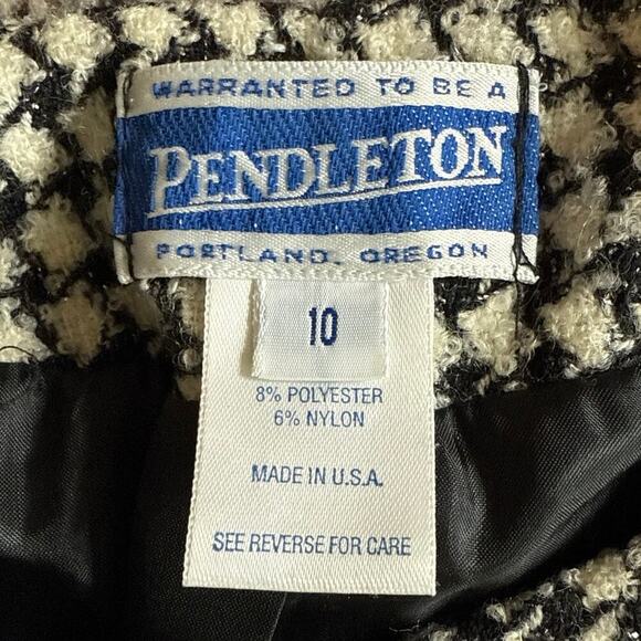 Vintage Women’s Pendleton Houndstooth Wool Tweed Blazer Jacket Black Size 10 - Picture 4 of 7